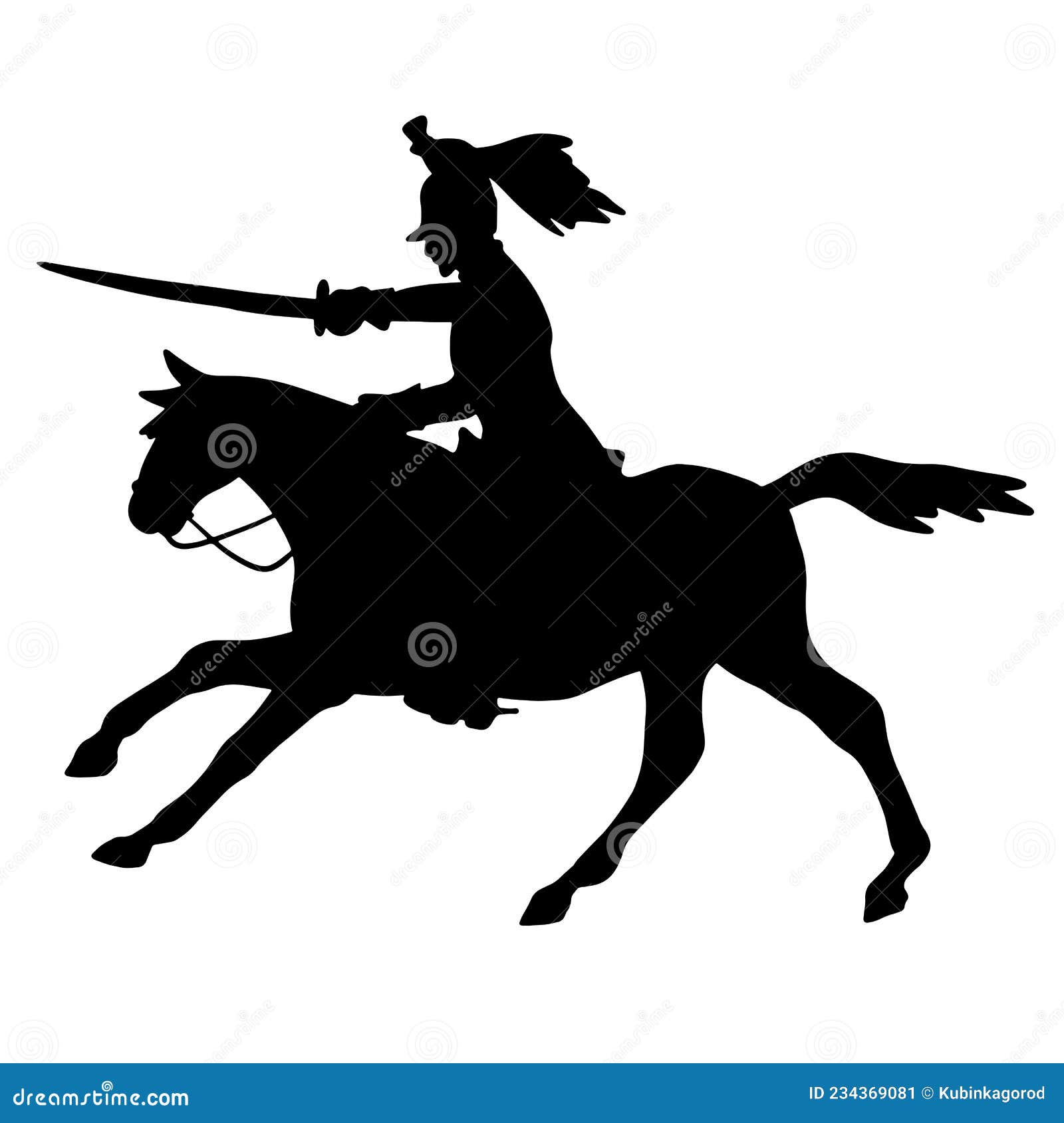 silhouette of a horseman with a saber. the military cavalry is attacking