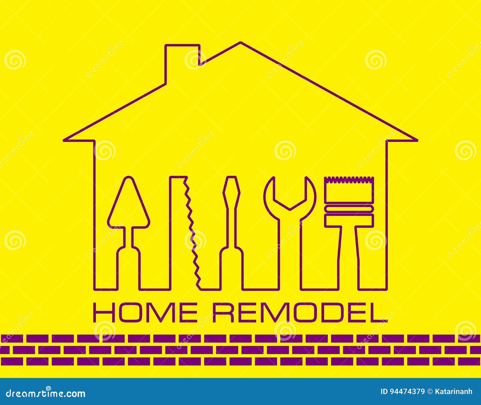 Silhouette of a House with Tools for Repair. Logo Home Remodel in ...