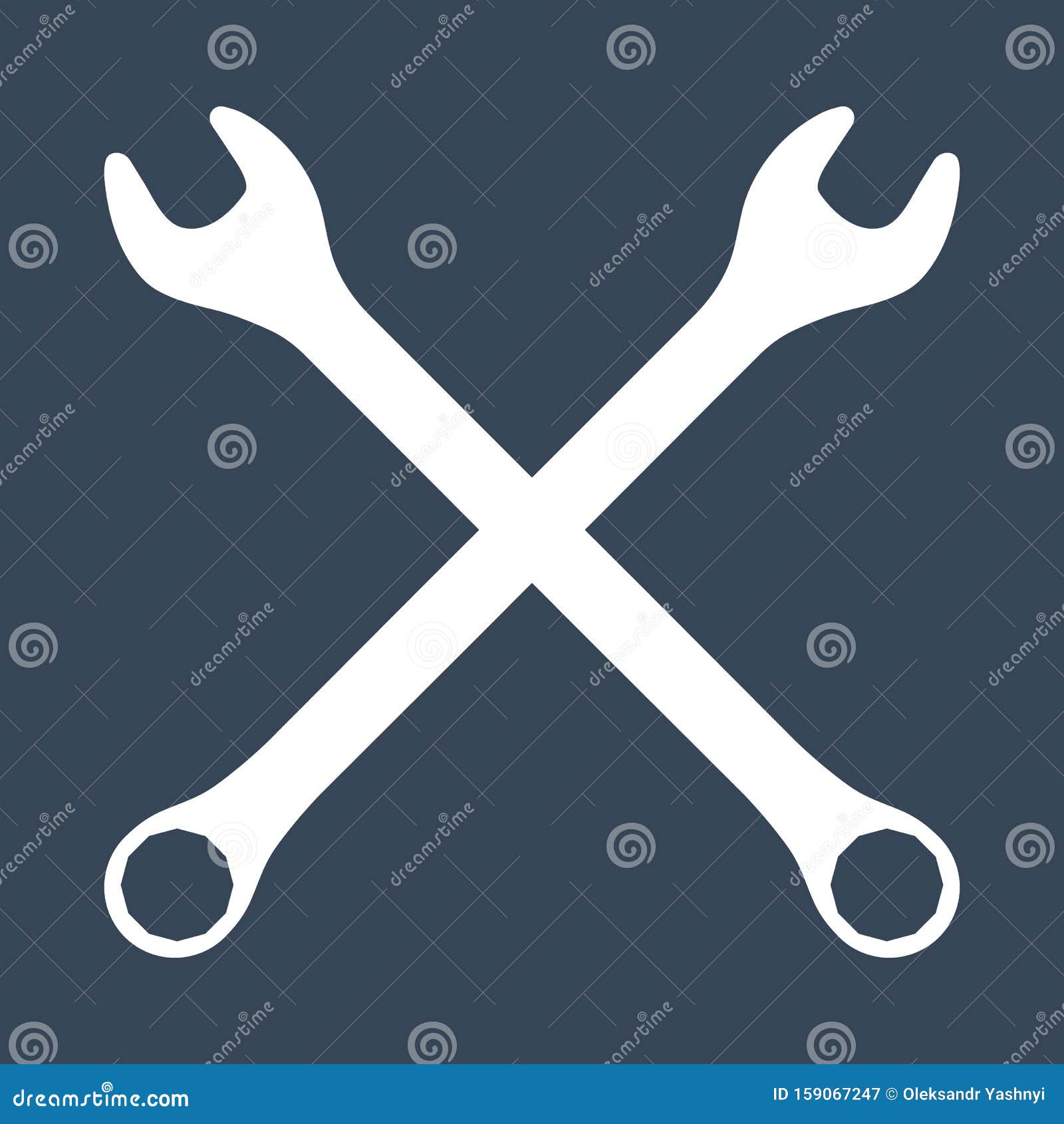Silhouette Icon Of Crossed Wrenches Workshop Repair Service Logo