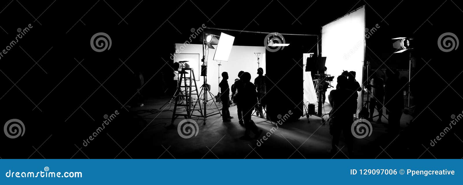 silhouette images of video production behind the scenes