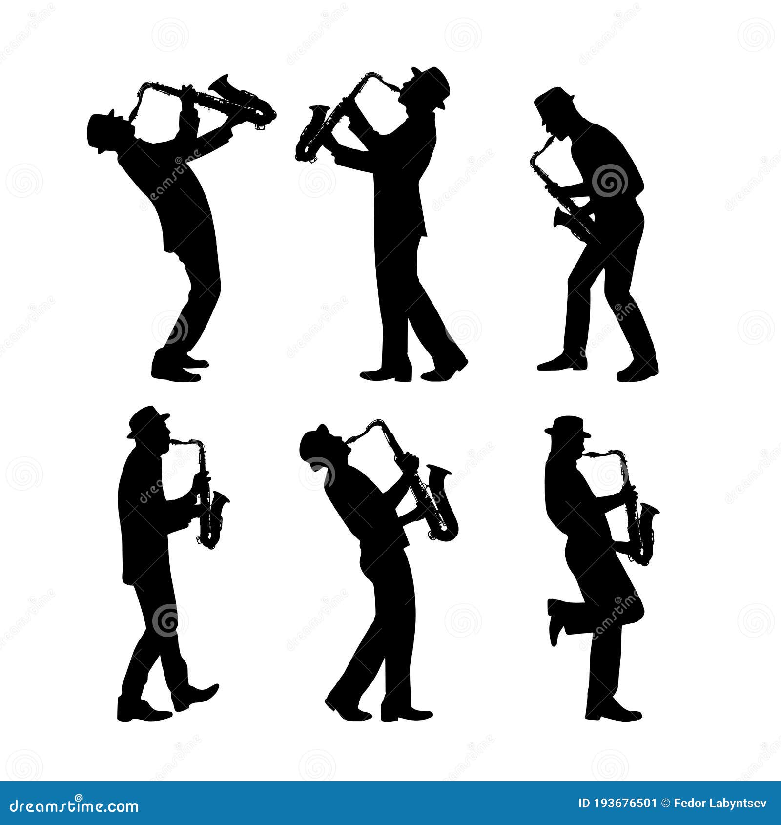 Silhouette Jazz Musician Set Vector Illustration Stock Vector ...