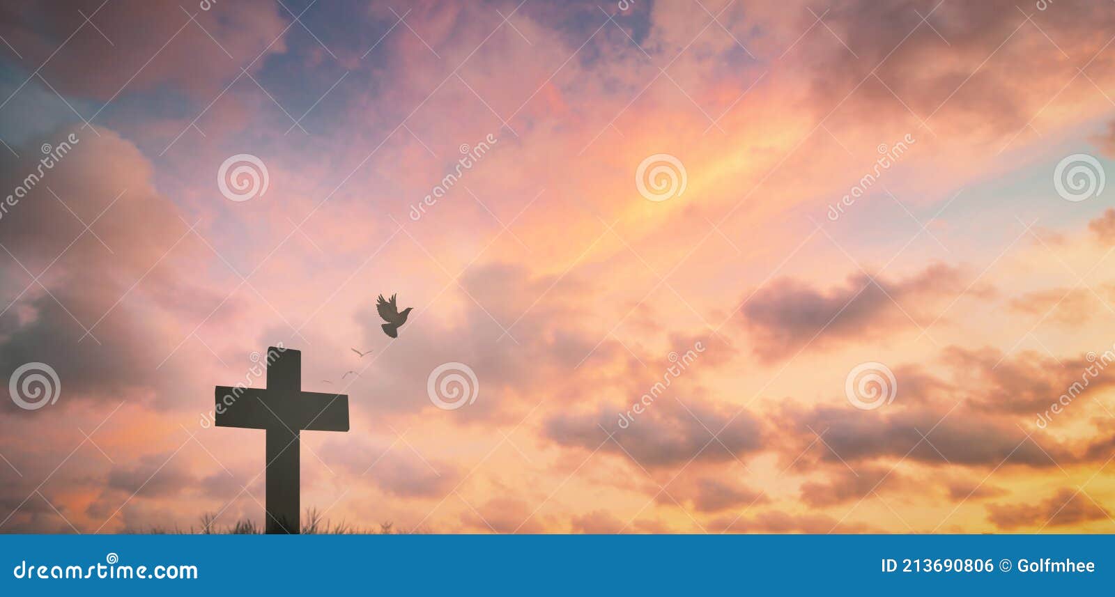 Silhouette Jesus Christ Crucifix on Cross on Calvary Sunset ...