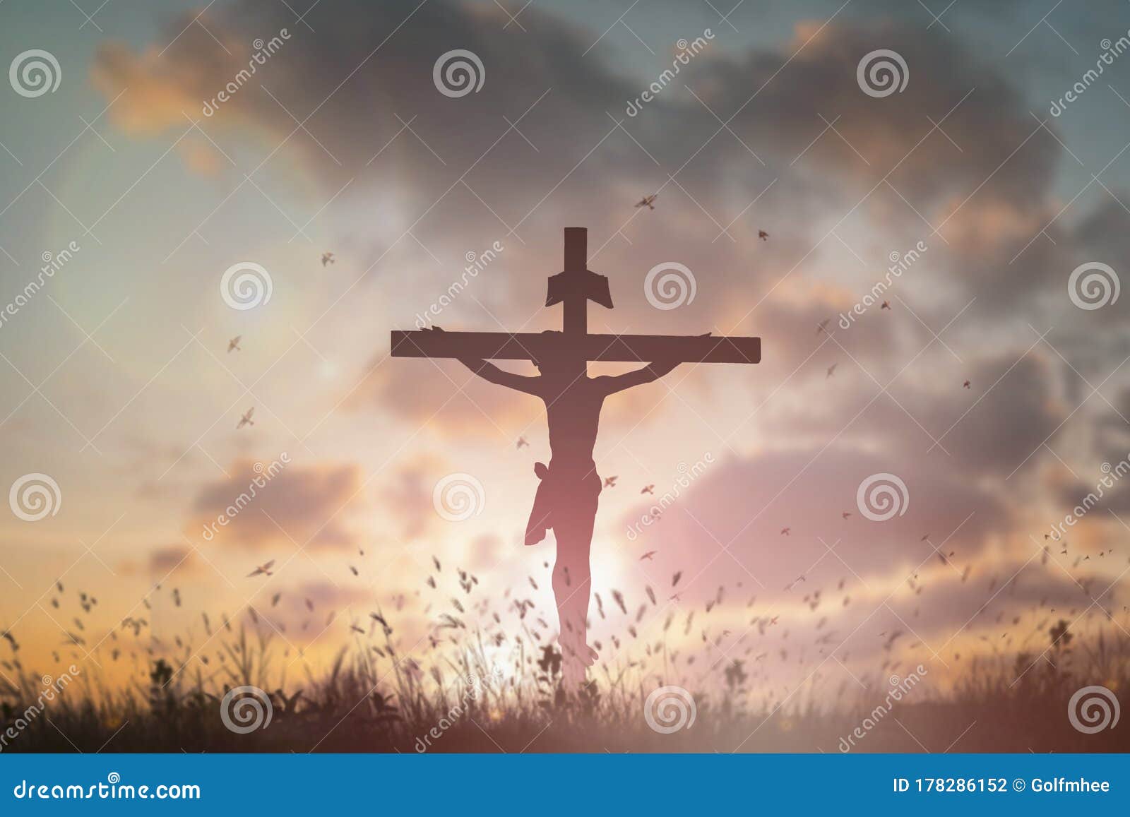 Silhouette Jesus ChristÂ deathÂ on Cross Crucifixion on Calvary ...