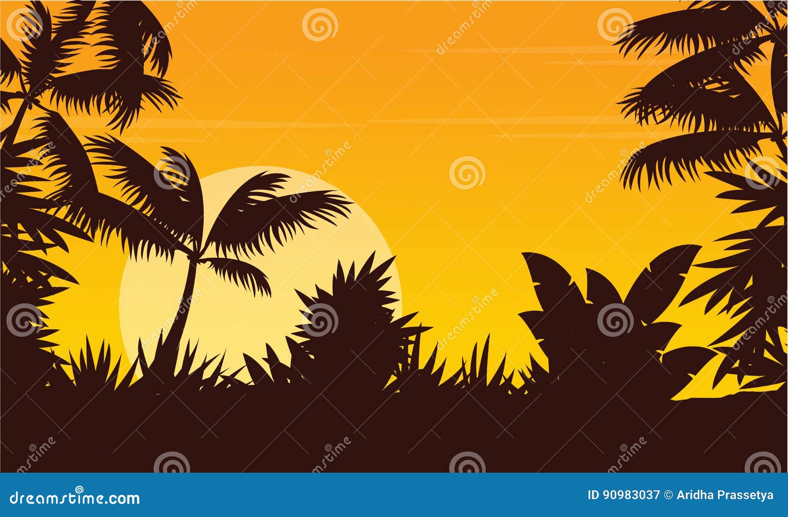 Silhouette of Jungle at Morning Scenery Stock Vector - Illustration of ...