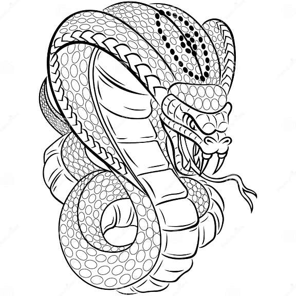 Silhouette of a King Cobra Snake Attacking with an Open Hood and Open ...