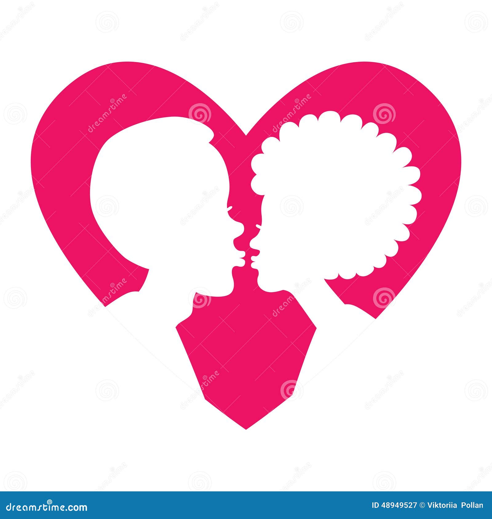 Download Silhouette Of Kissing Couple In Pink Heart Stock Vector ...