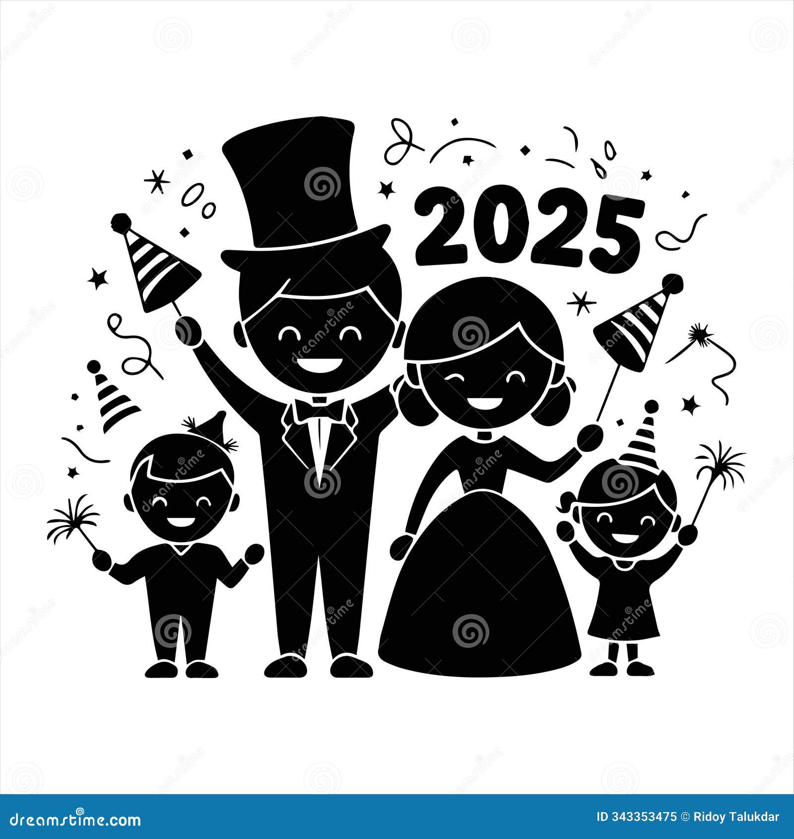 silhouette latering font of happy new year,new lover 2025