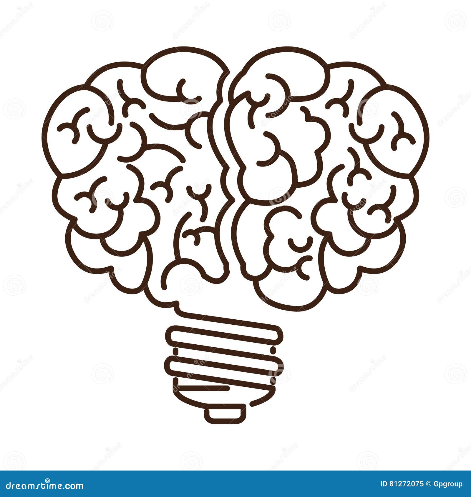 Silhouette Light Bulb Flat Icon in Brain Shape Stock Vector ...