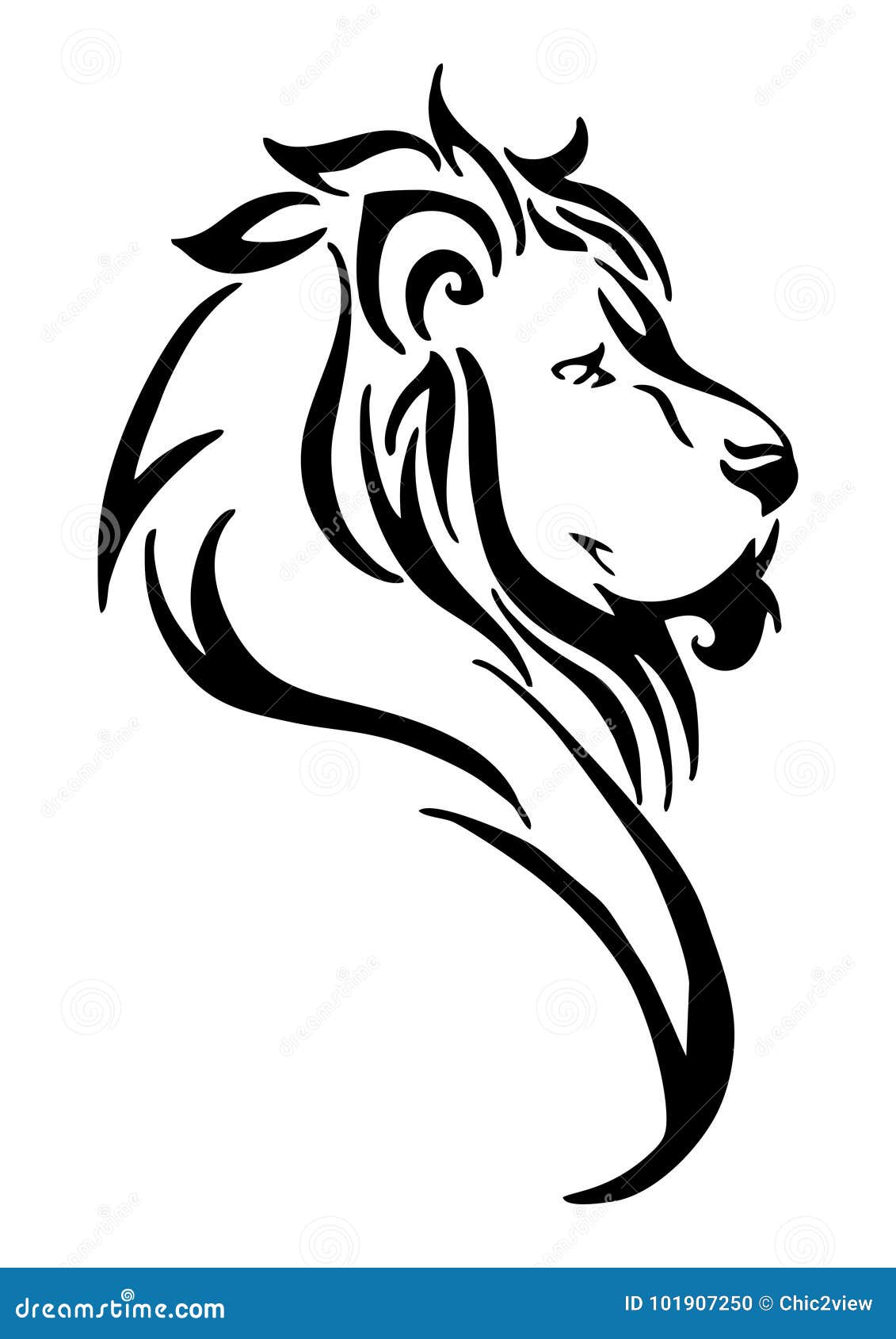 Silhouette Lion Side Head Tribal Tattoo Logo Stock Illustration -  Illustration of design, roaring: 101907250