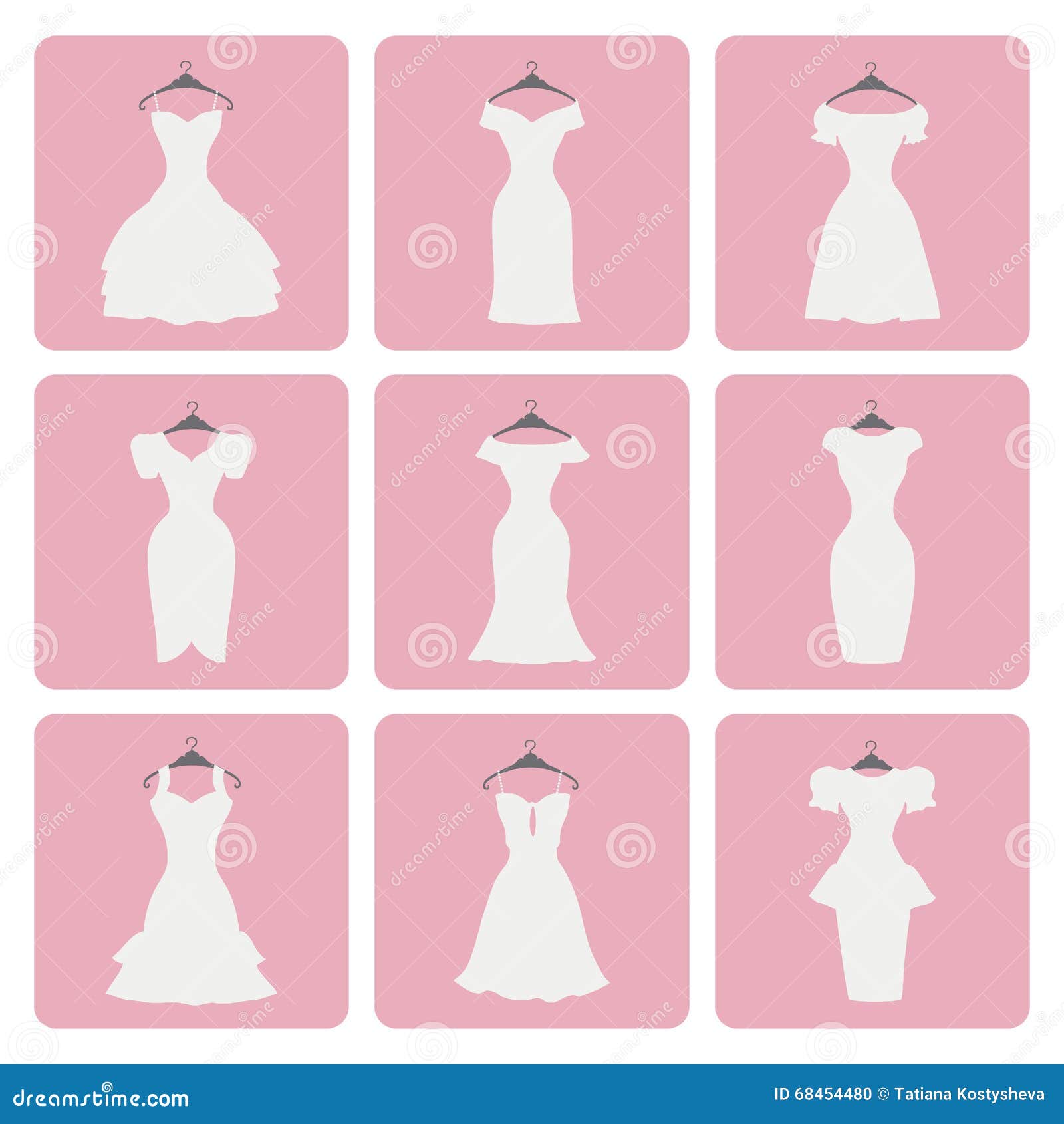 Silhouette of Little Wedding Dresses.Flat Icons Stock Illustration ...