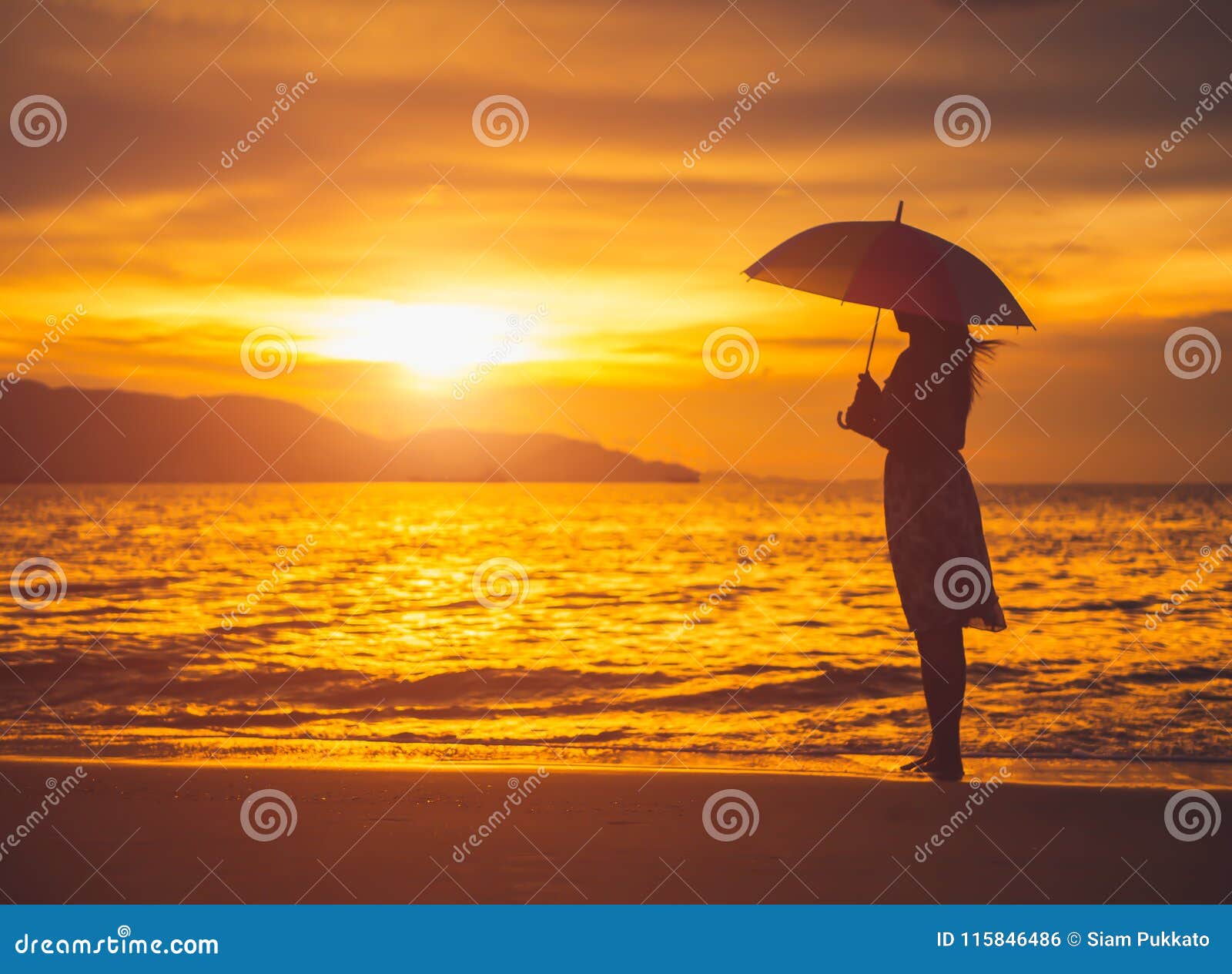 Silhouette Lonely and Depressed Woman Holding an Umbrella Stock Photo ...