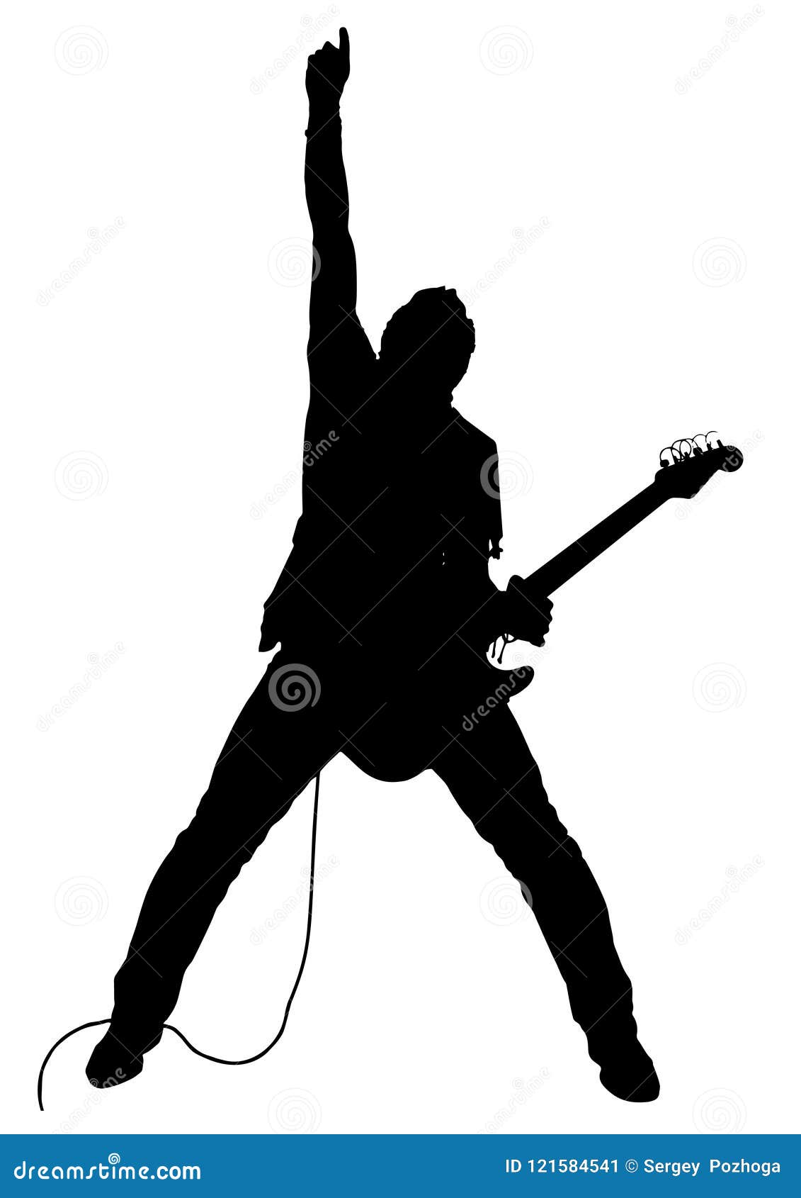 Silhouette of Man with Electric Guitar. Stock Illustration