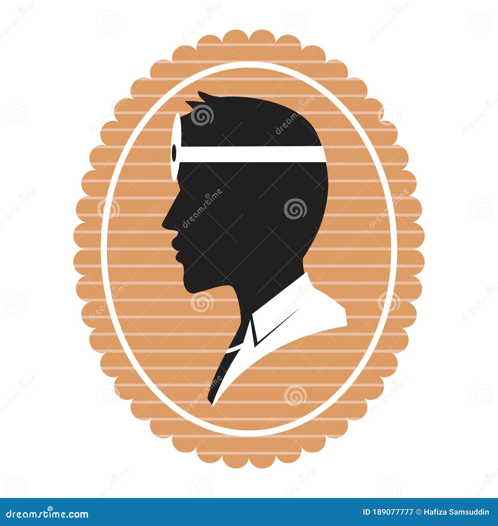 Silhouette of Man with Head Torch. Vector Illustration Decorative