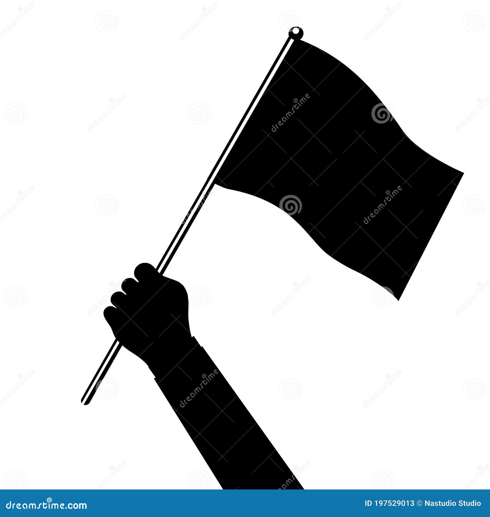 A Silhouette of a Man Raising a Flag. Vector Illstration Stock Vector ...