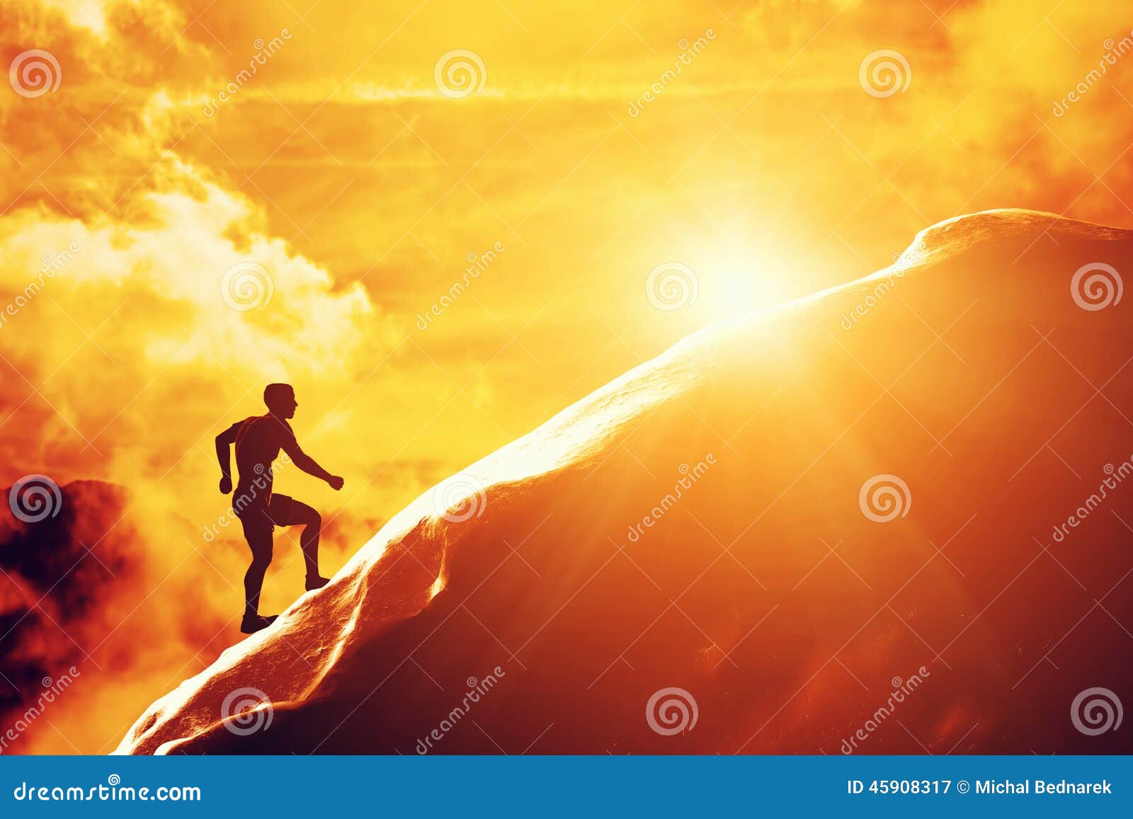 Man Running Up Mountain