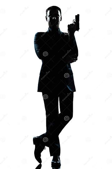 Silhouette Man Secret Agent James Bond Posture Stock Image - Image of ...