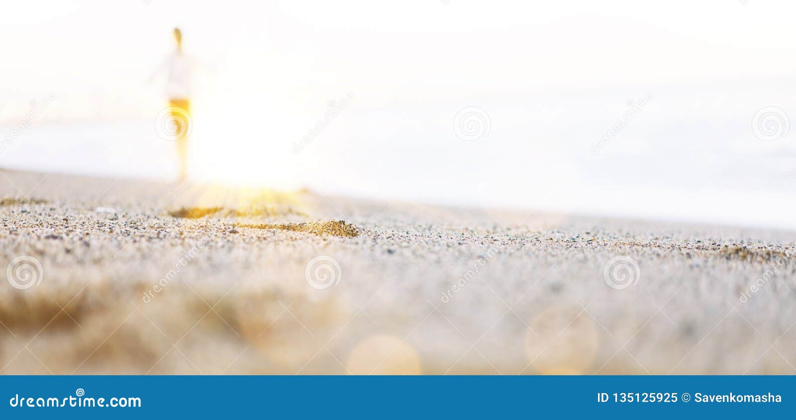 Silhouette of Man Strolling Coastline Beach on Sunny Day Background of ...