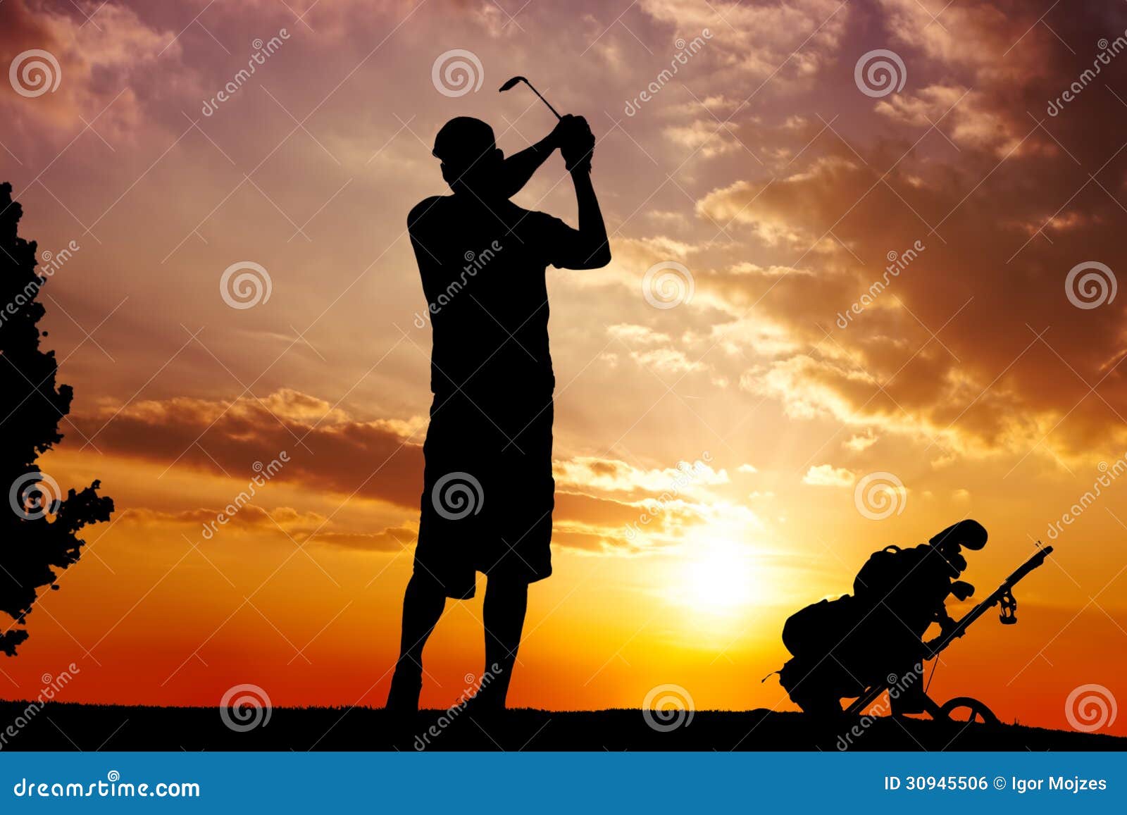 Silhouette of a Man Swinging Stock Photo Image of golfer, nature