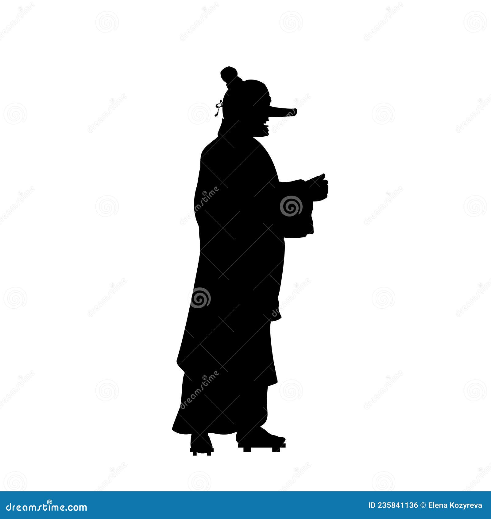 Silhouette of Man in Tengu Mask Stock Vector - Illustration of mask ...