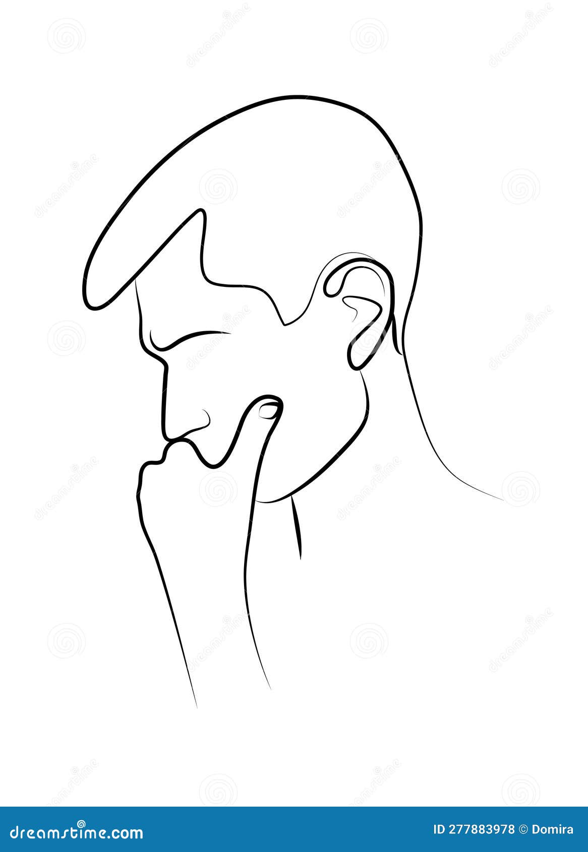silhouette of a man in a thoughtful pose. ÃÅan holds his chin, frowning his eyebrows. problem, dilemma of choice