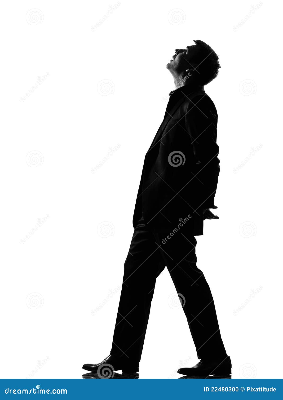 Silhouette Man Walking Musing Looking Up Stock Photo - Image: 22480300