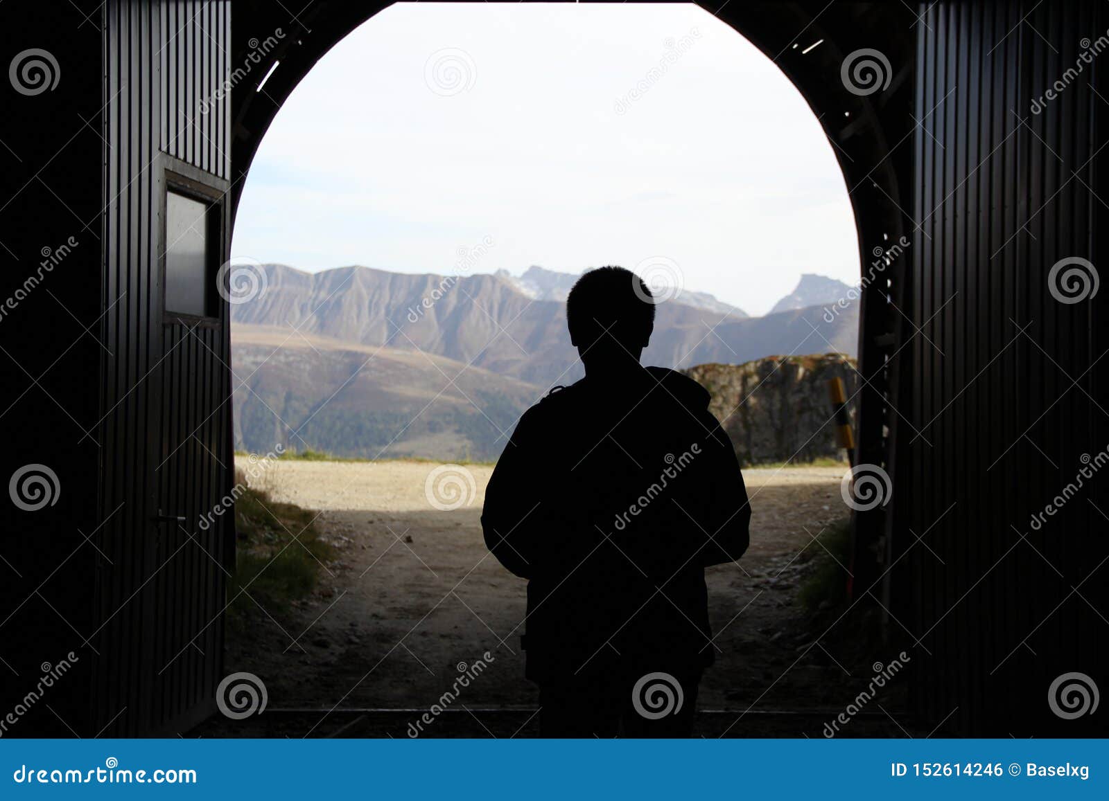 The Silhouette Of Man Walking Out From The Tunnel Stock Photo - Image ... Silhouette Man Walking Tunnel