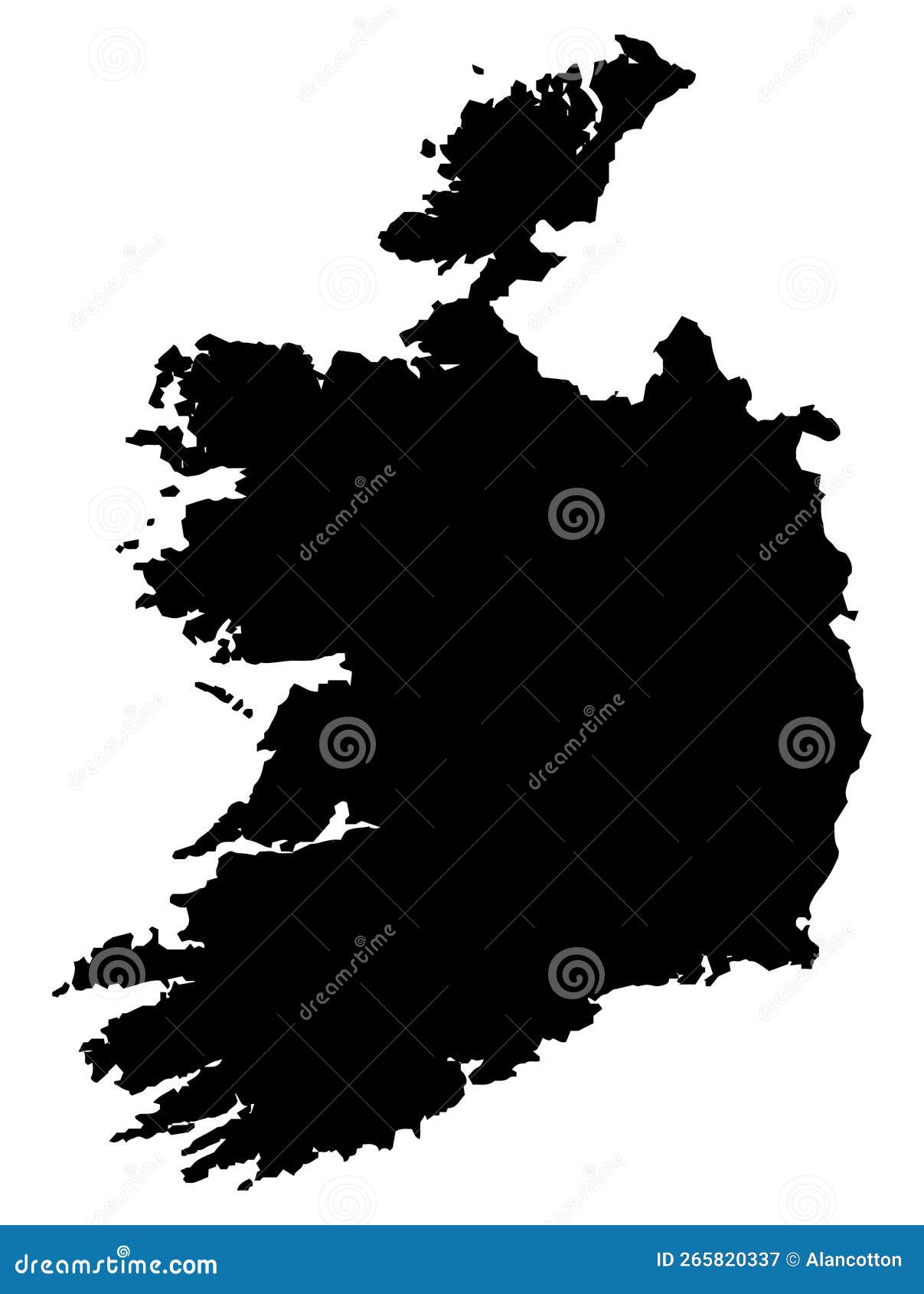 silhouette map of eire in black