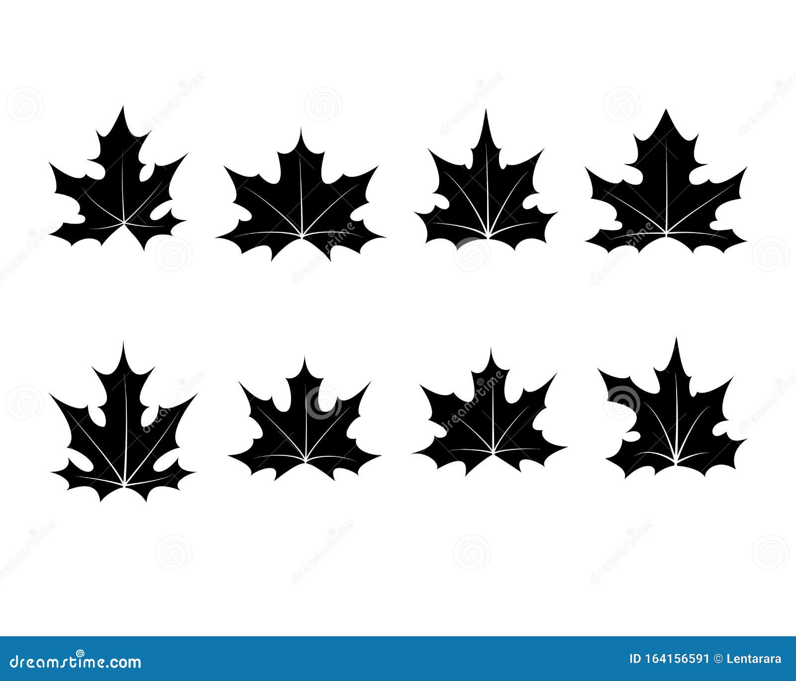 Maple Leaf Outline & Silhouette Clipart Set