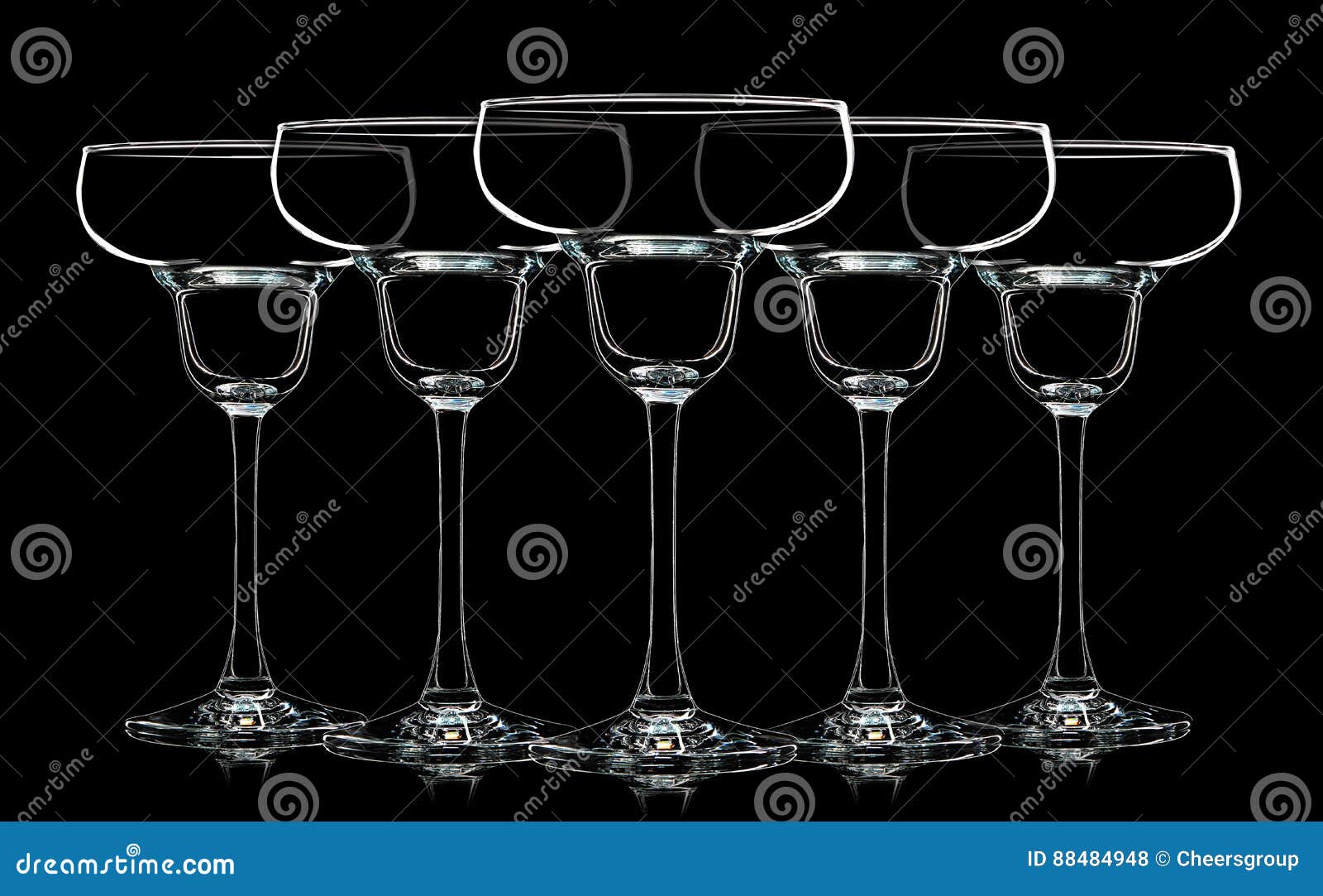 Silhouette Of Red Margarita Glass On Black Background Stock Photography