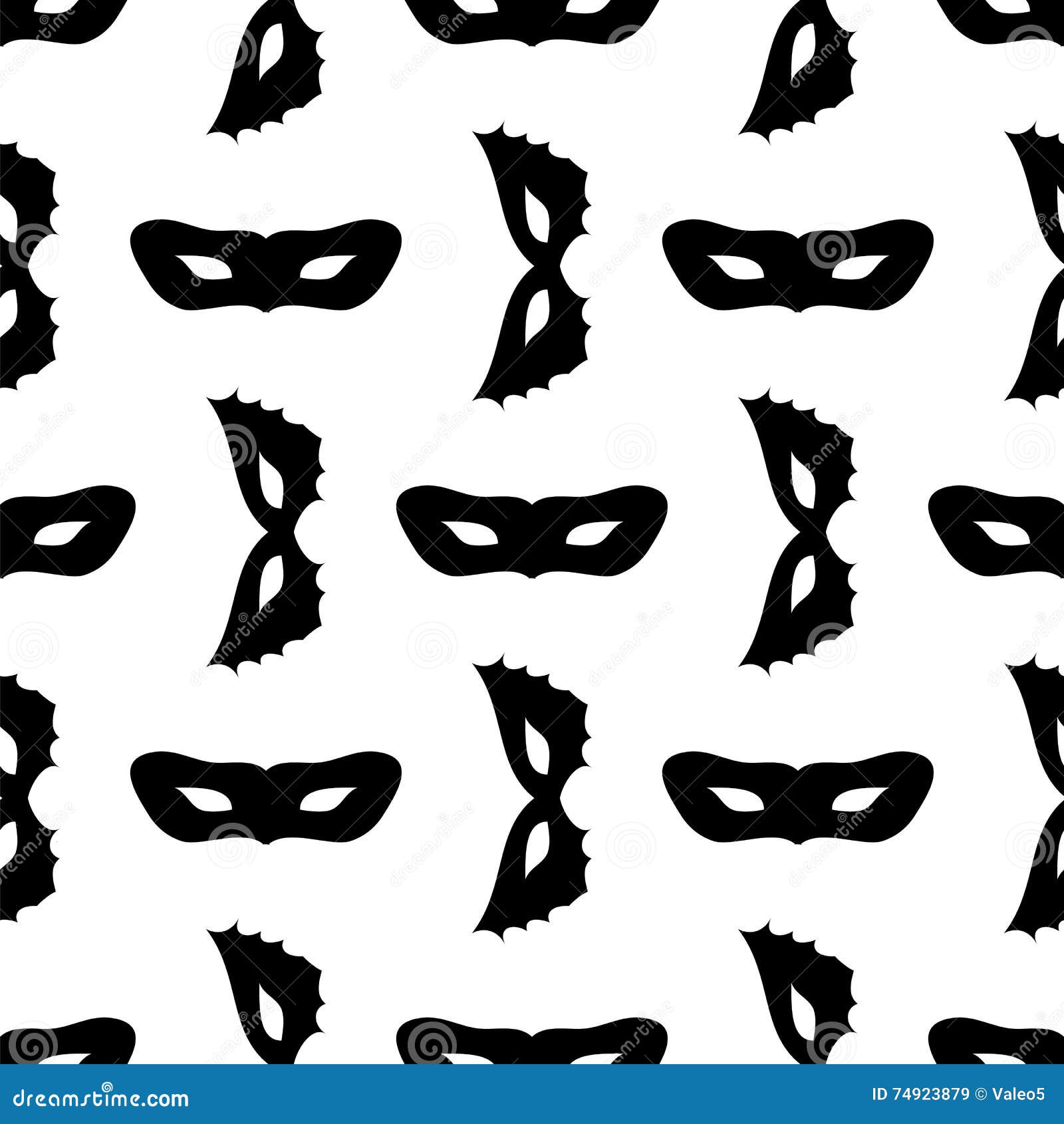 Silhouette of Masks Seamless Pattern Stock Vector Illustration of