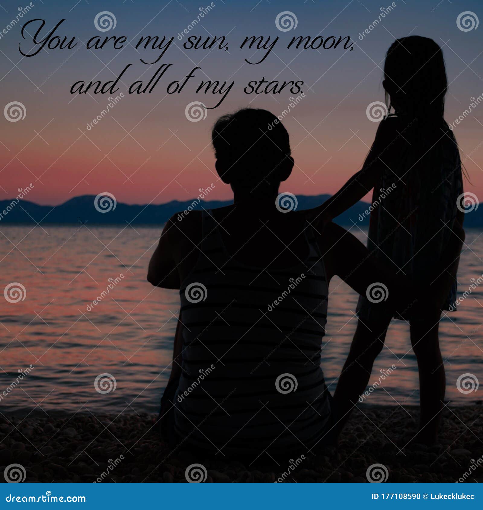 Silhouette Of Mother With Her Daughter Watching A Beautiful Sky After Sunset Stock Photo Image Of Little Beautiful