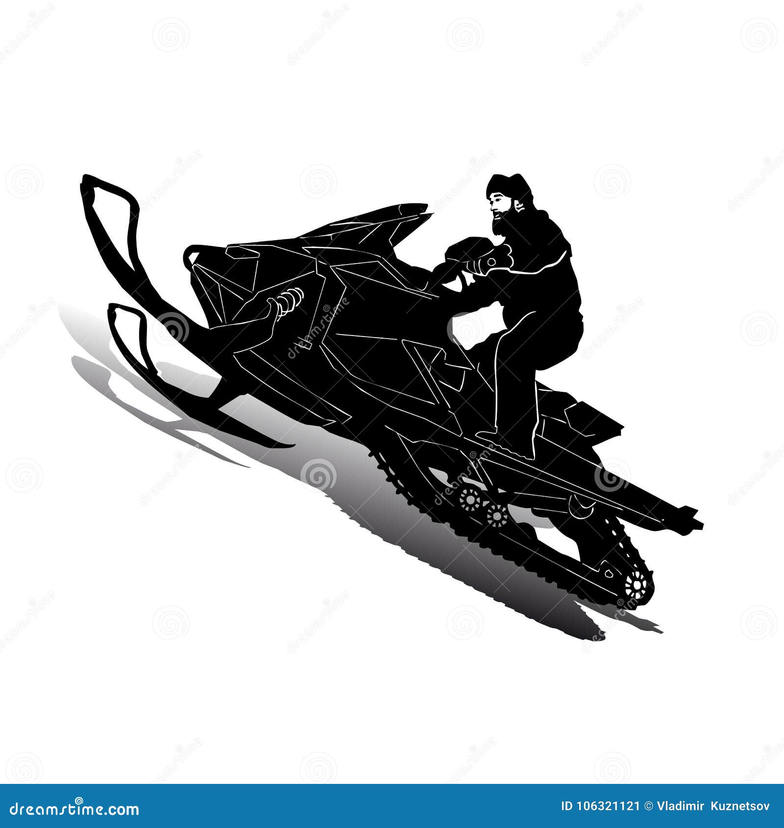 Download Silhouette Of Motorcycle Snowmobile On Speed, On White ...