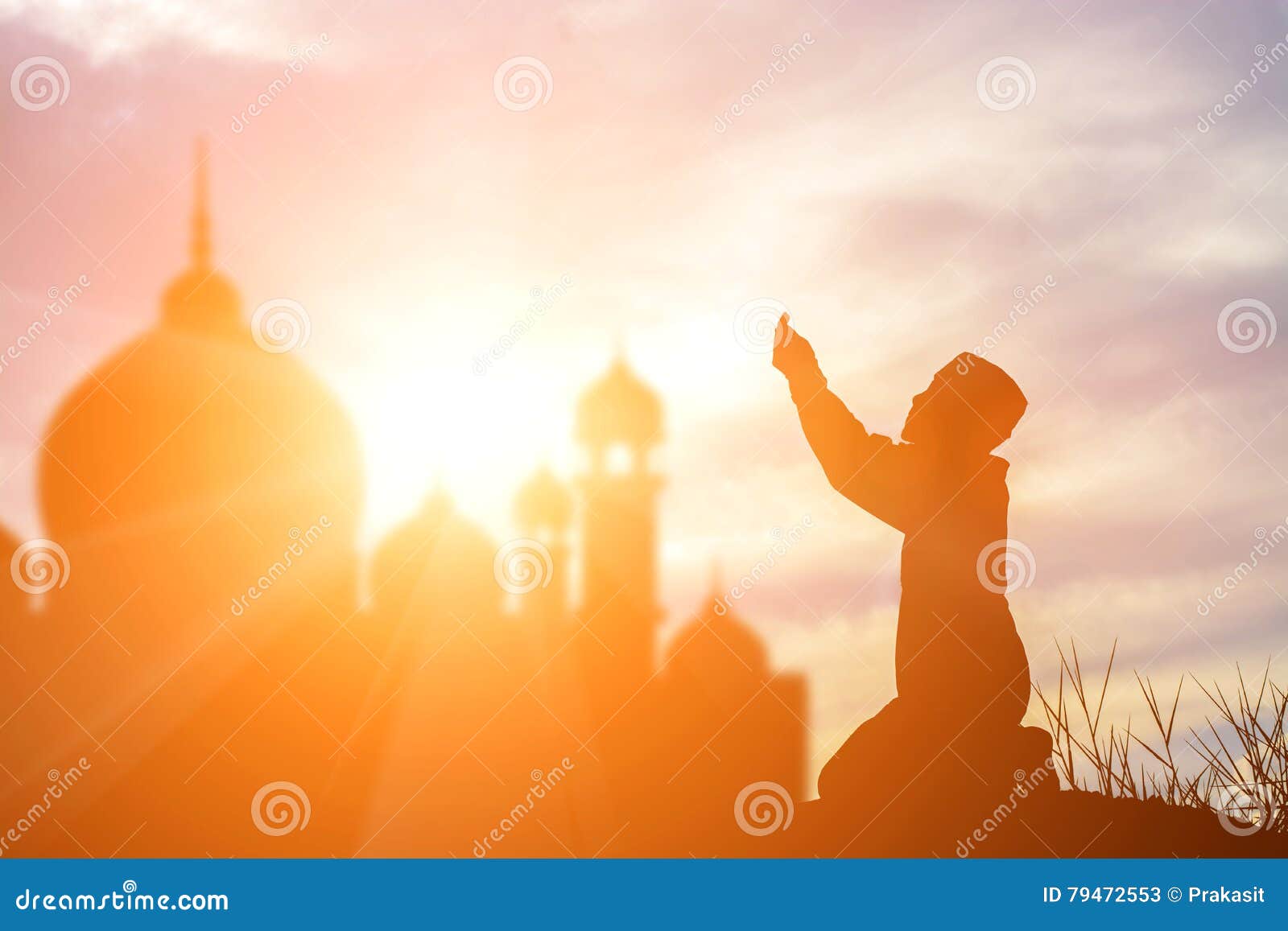 Silhouette Muslim Boy Praying Faith in Allah God of Islam ...