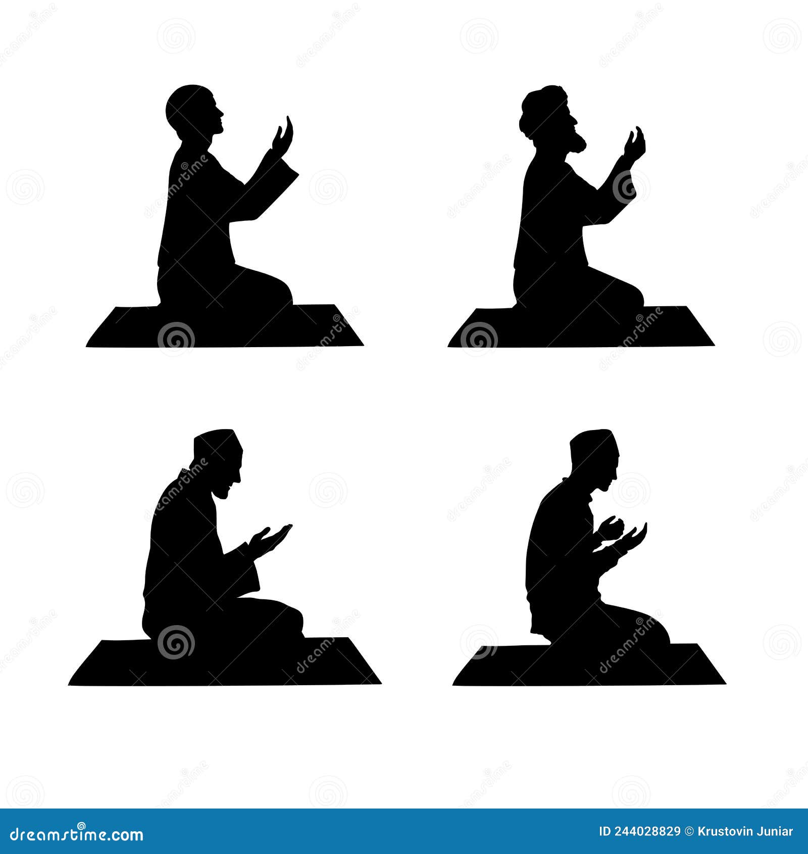 Silhouette Of Muslim Man Praying Stock Vector Illustration Of Badge