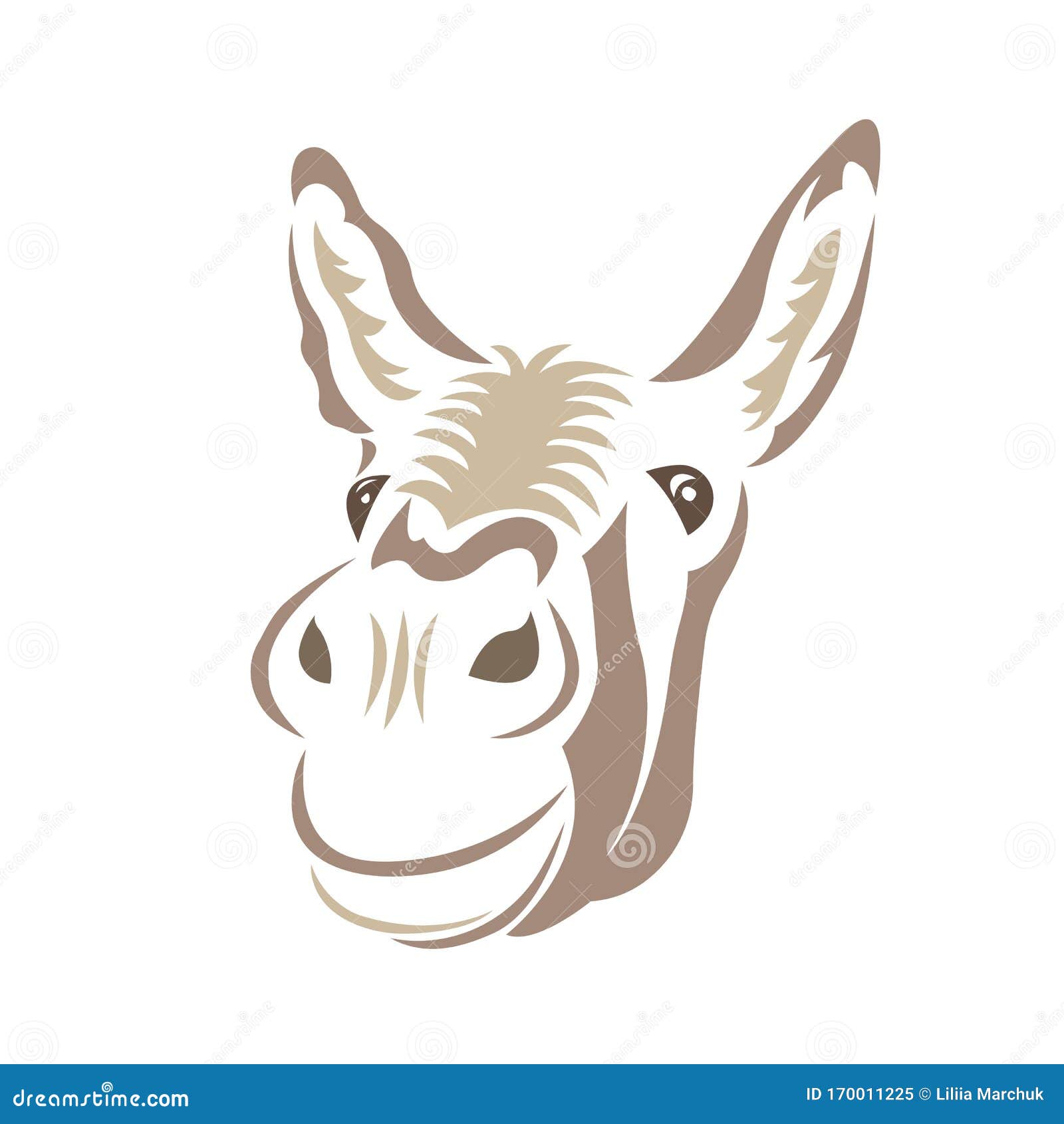 The Silhouette of a Muzzle of a Donkey is Drawn in Brown by Various