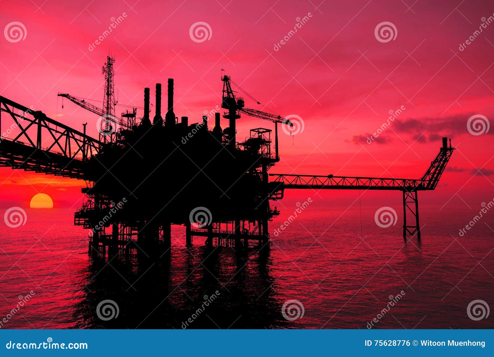 silhouette,offshore oil and rig platform