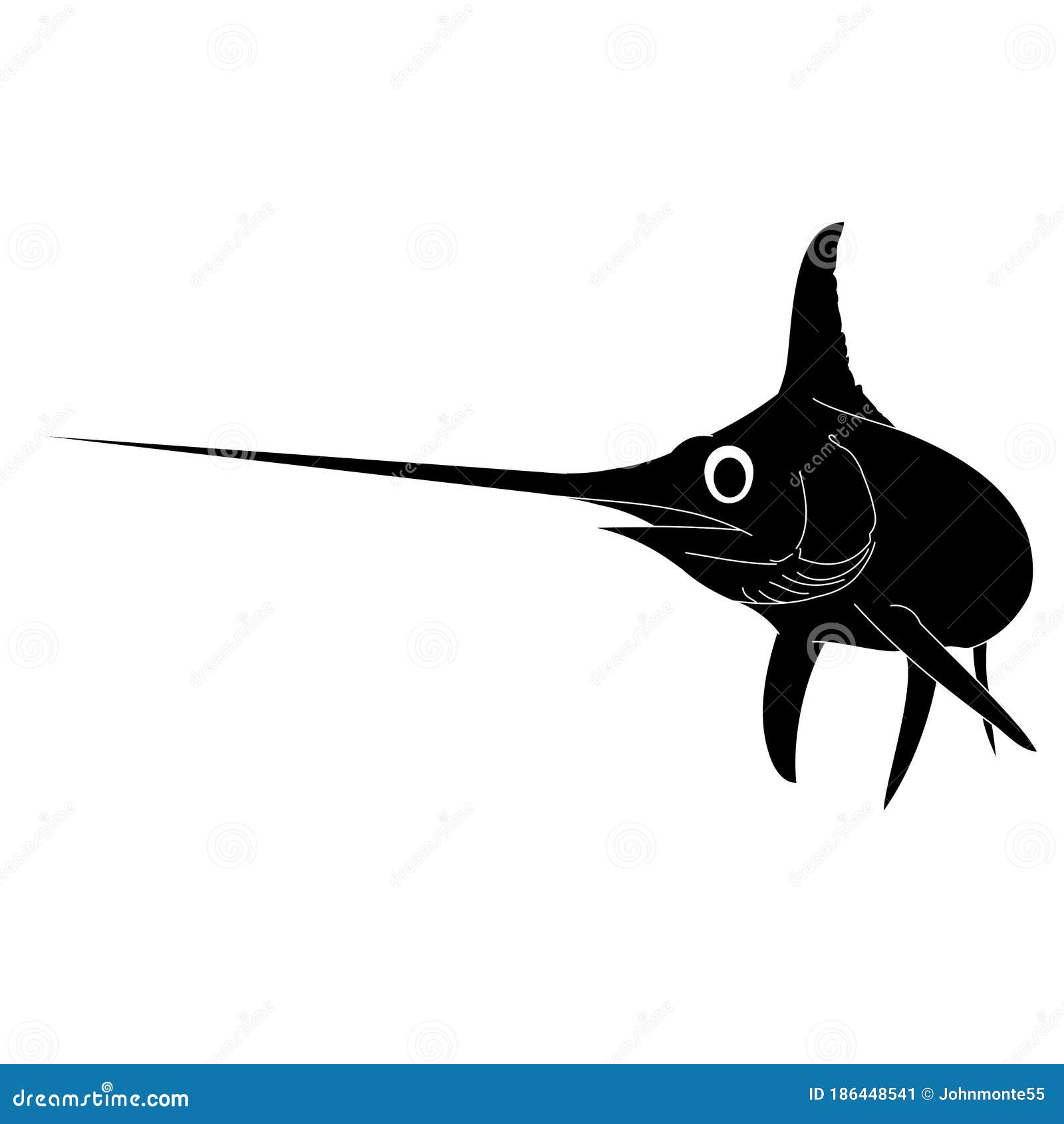 Download A Silhouette Of An Outlined Swordfish Stock Vector ...