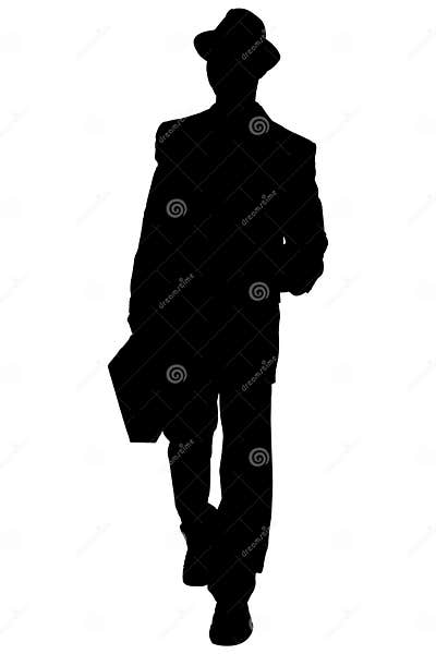 Silhouette Over White with Clipping Path of Man Walking Stock ...