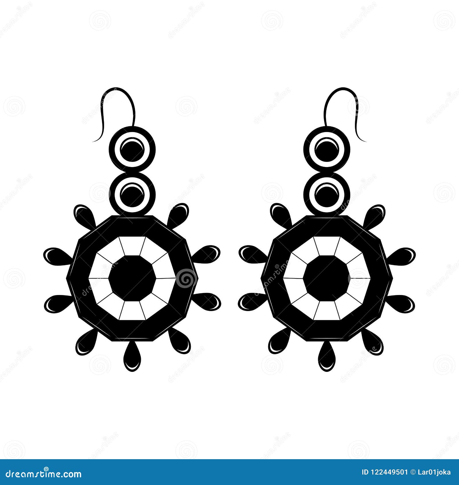 Silhouette of a Pair of Earrings Stock Vector Illustration of diamond