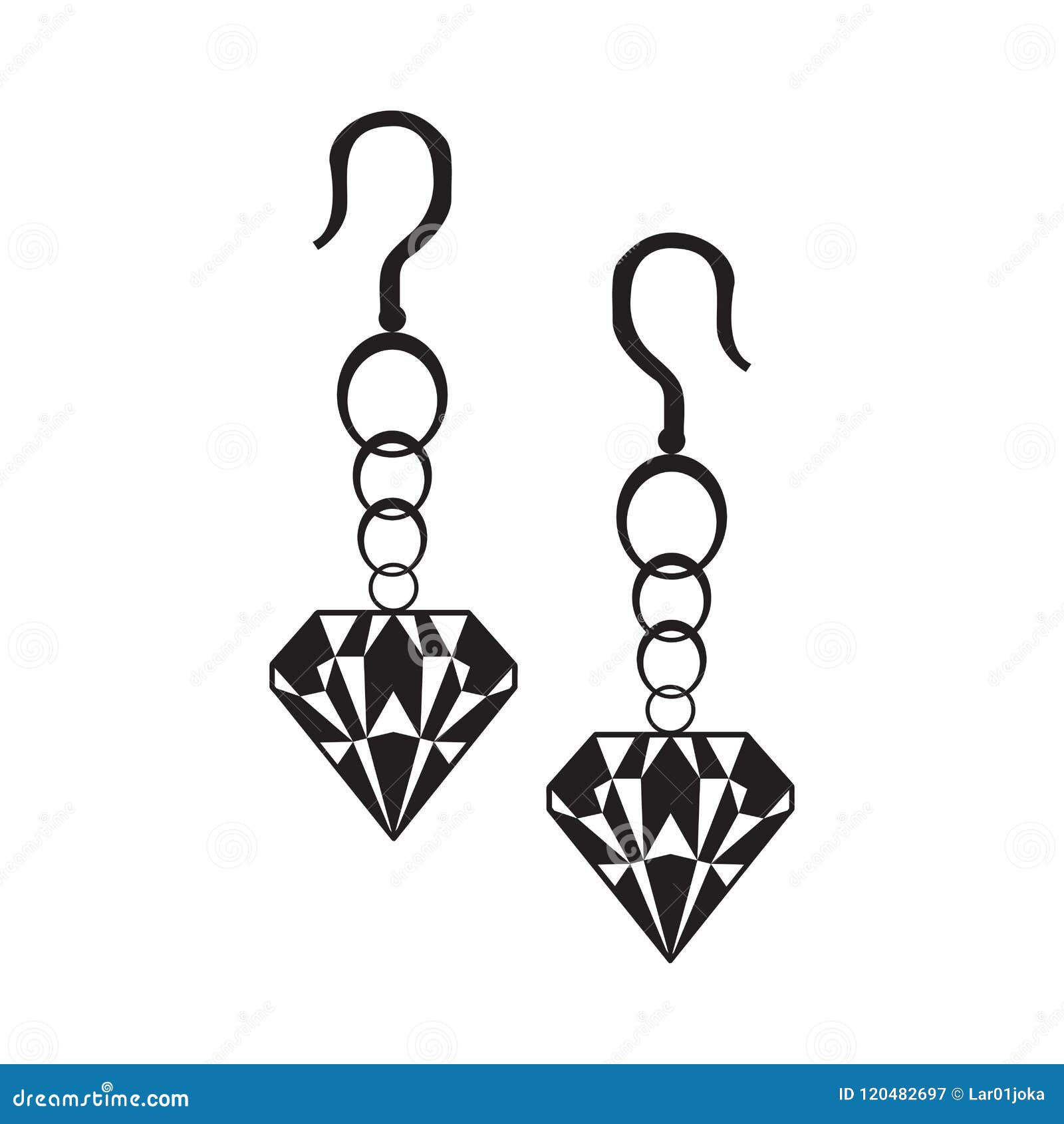 Silhouette of a Pair of Earrings Stock Vector Illustration of female