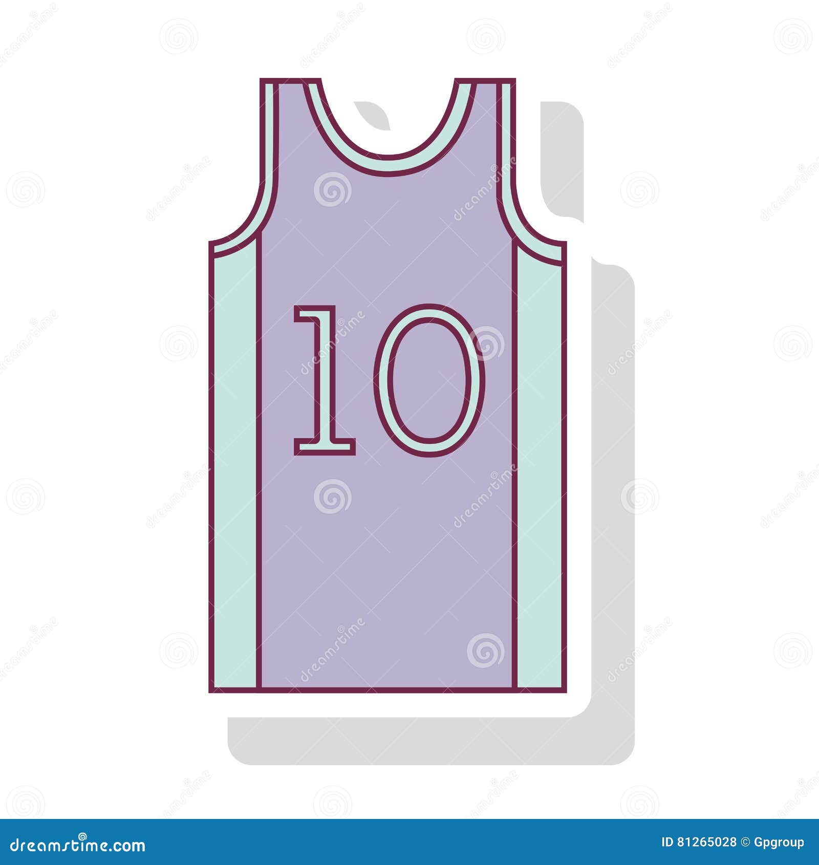 Silhouette Pastel Color of Basketball T-shirt Number Ten Stock