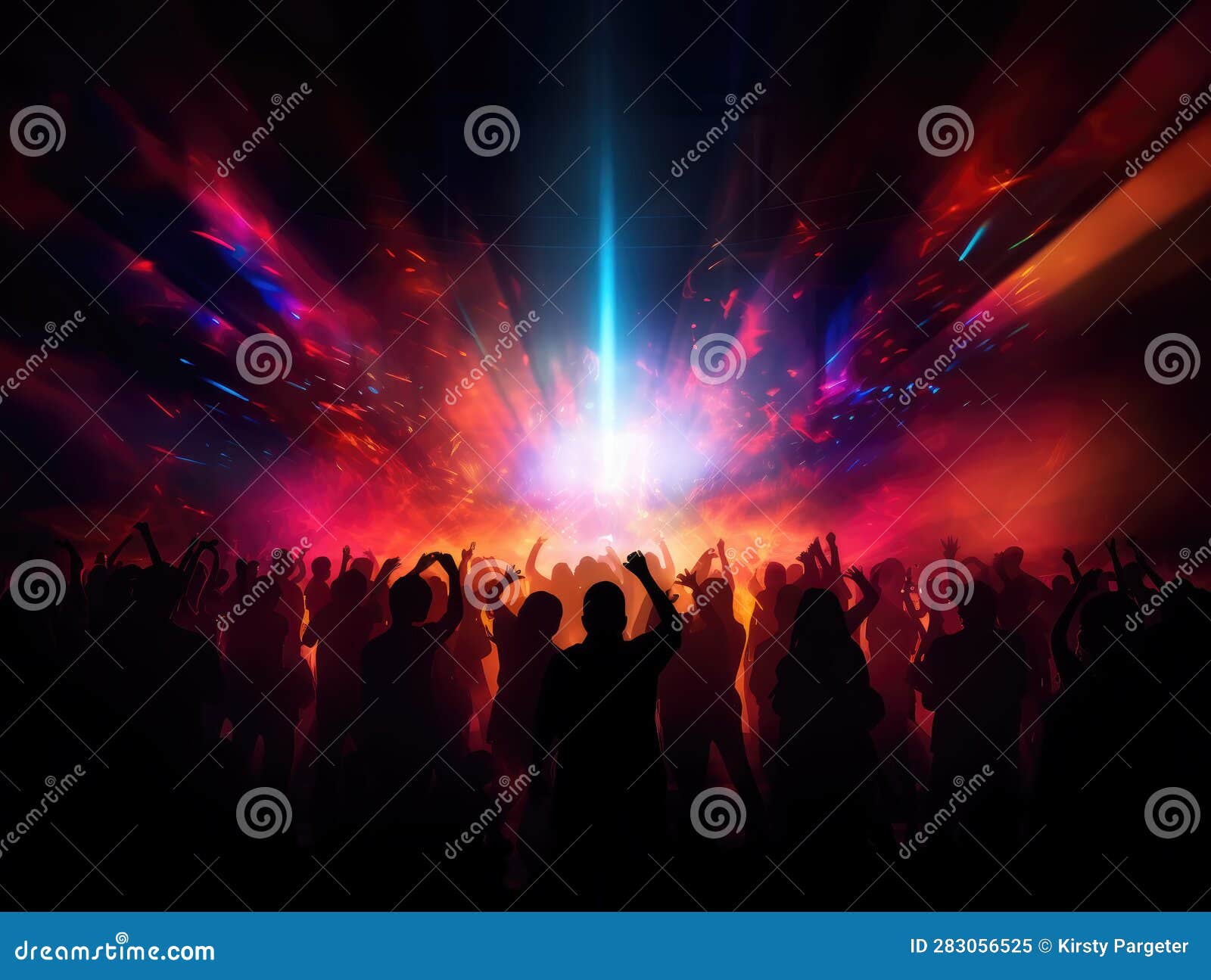 Silhouette of People Dancing in Under Strobe Lights Stock