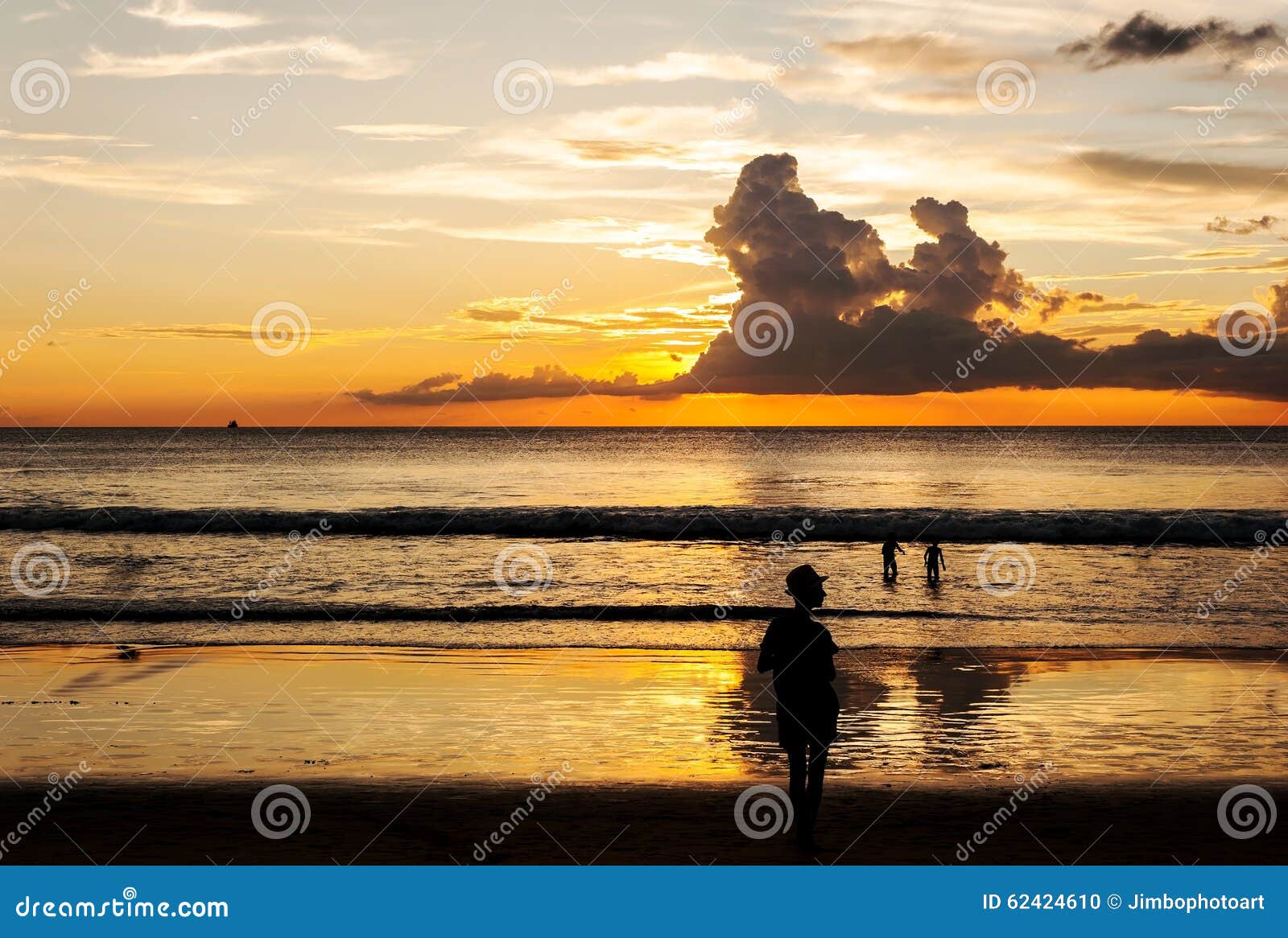 Silhouette People Relax on the Beach Stock Photo - Image of phuket ...