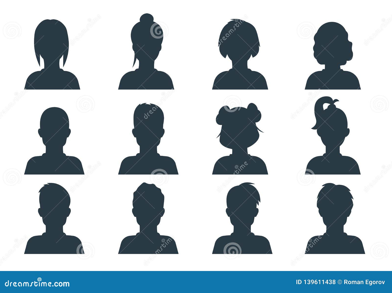 Avatar man person face icon vector illustration head character. Cartoon  human portrait profile avatar user man isolated white. Adult silhouette  human face clipart icon character. Headshot element, Stock vector