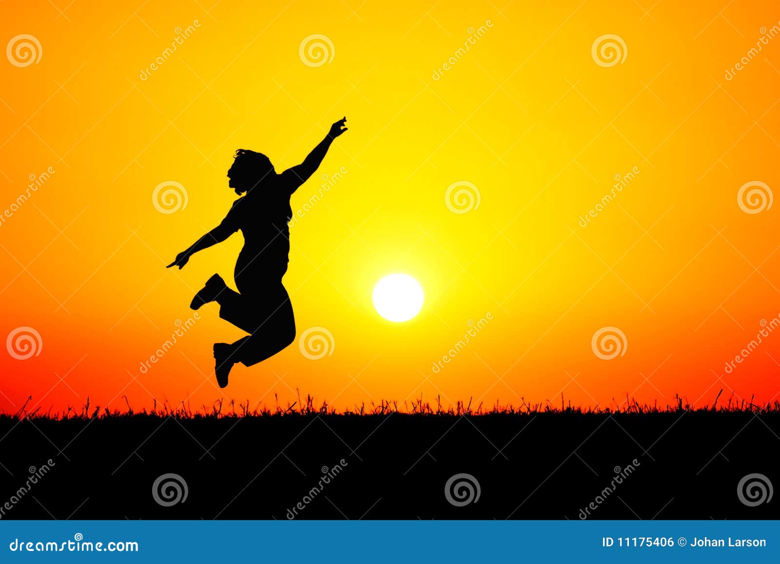 silhouette of person jumping of joy at sunset
