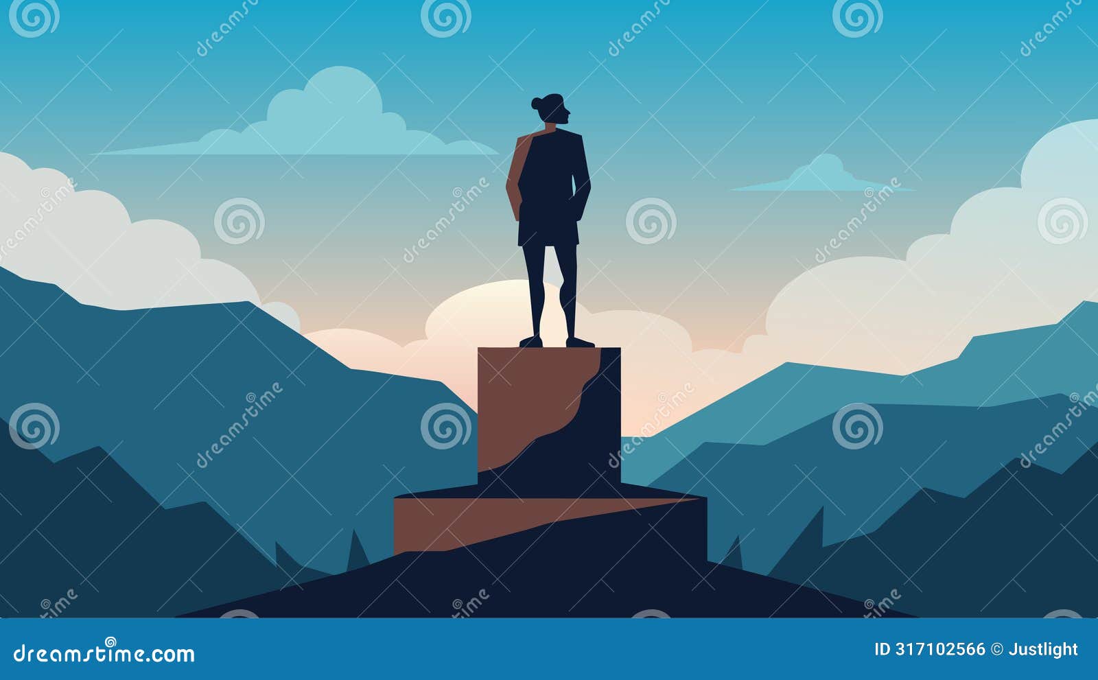 a silhouette of a person standing on a pedestal looking upwards towards the sky as they sculpt their own destiny