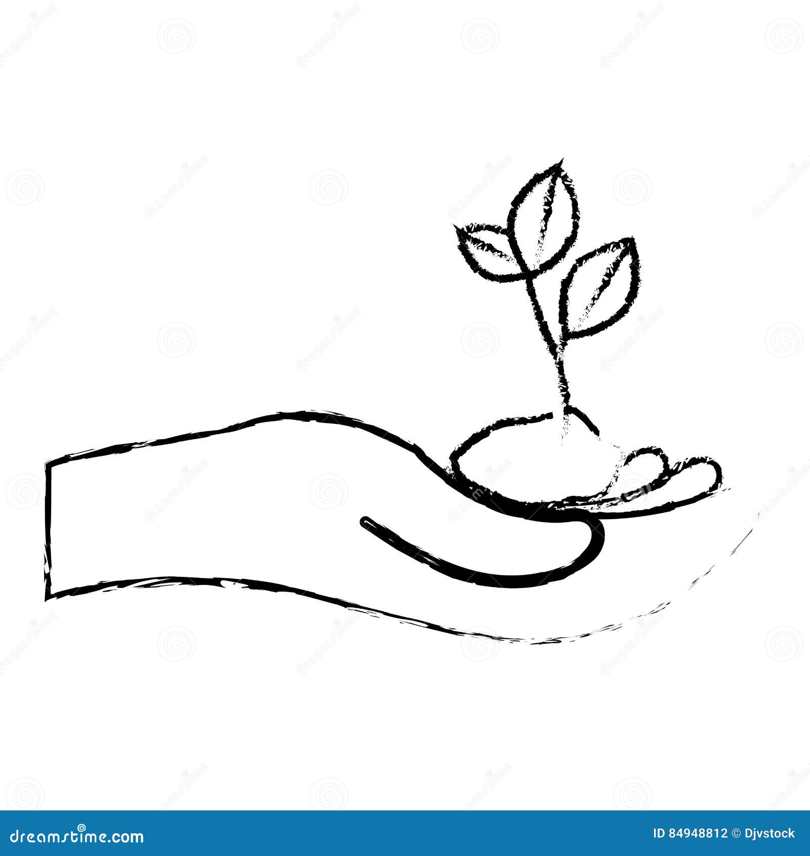 Silhouette Plants Conservancy with Hands Image Stock Illustration ...