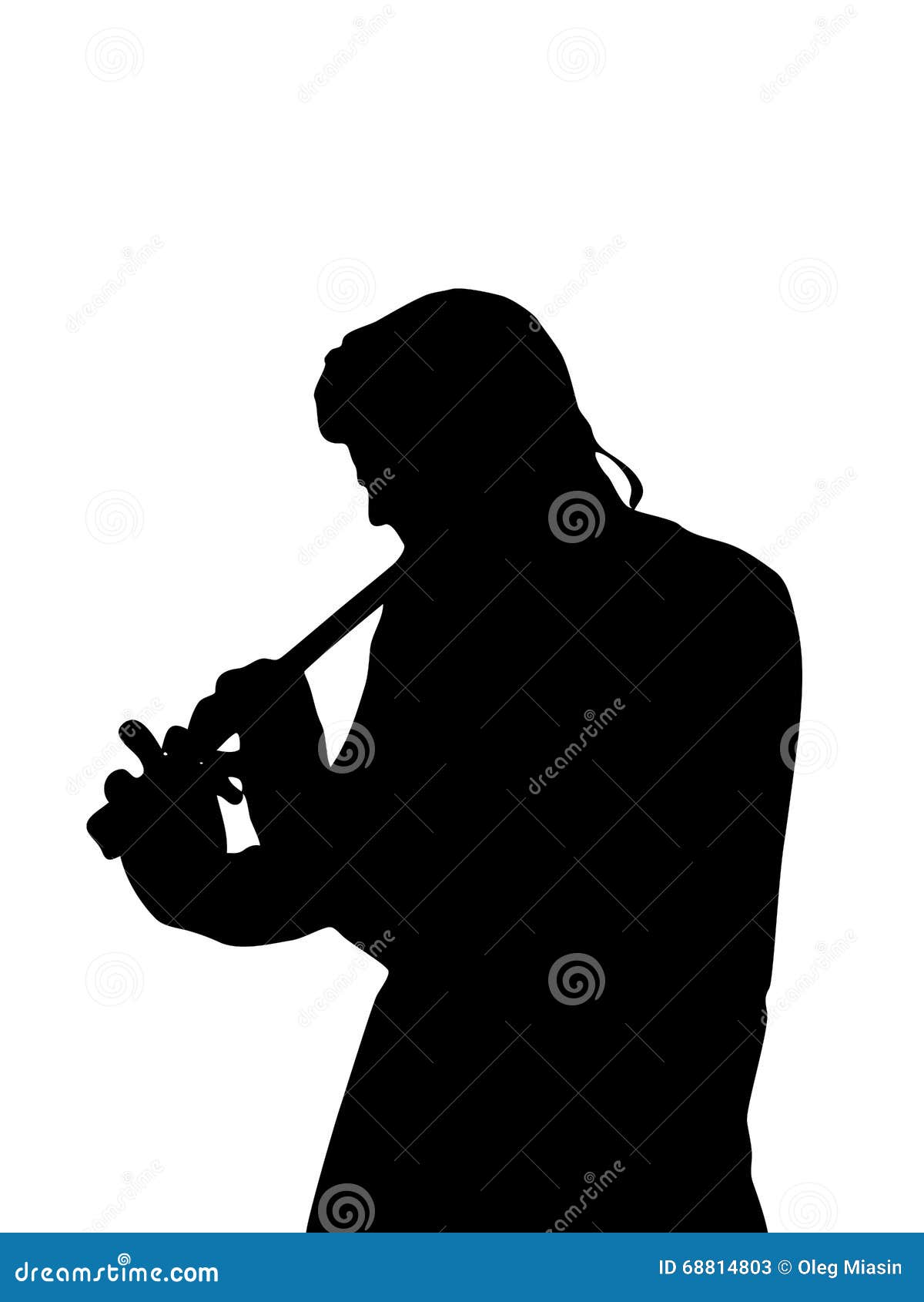 Silhouette playing a flute stock vector. Image of finger 68814803