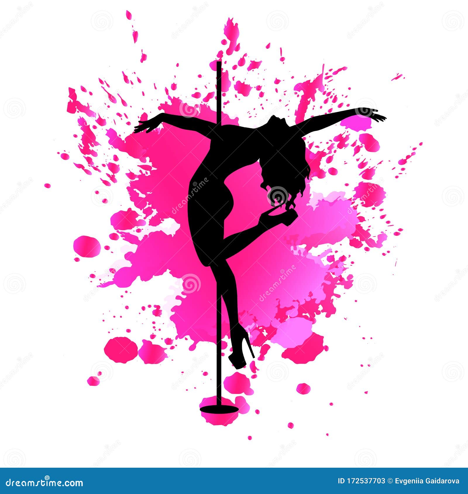 Silhouette Pole Dance Exotic on Pink Blot Stock Vector - Illustration of  logo, sensuality: 172537703