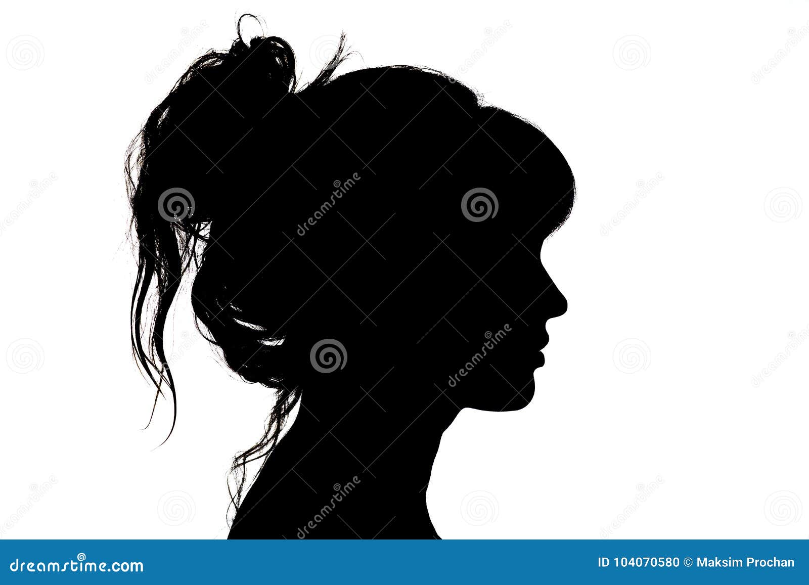 Sad Silhuette Of A Girl, Profile Photo Stock Photo, Picture and